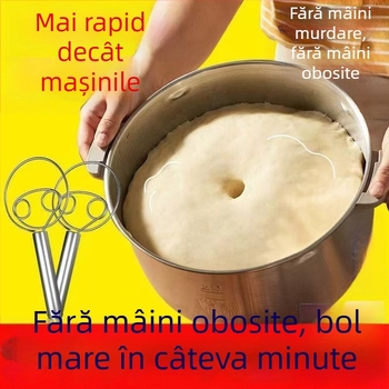 Mixer manual de aluat din oțel inoxidabil și tel de ouă – unealtă de bucătărie multifuncțională pentru uz casnic