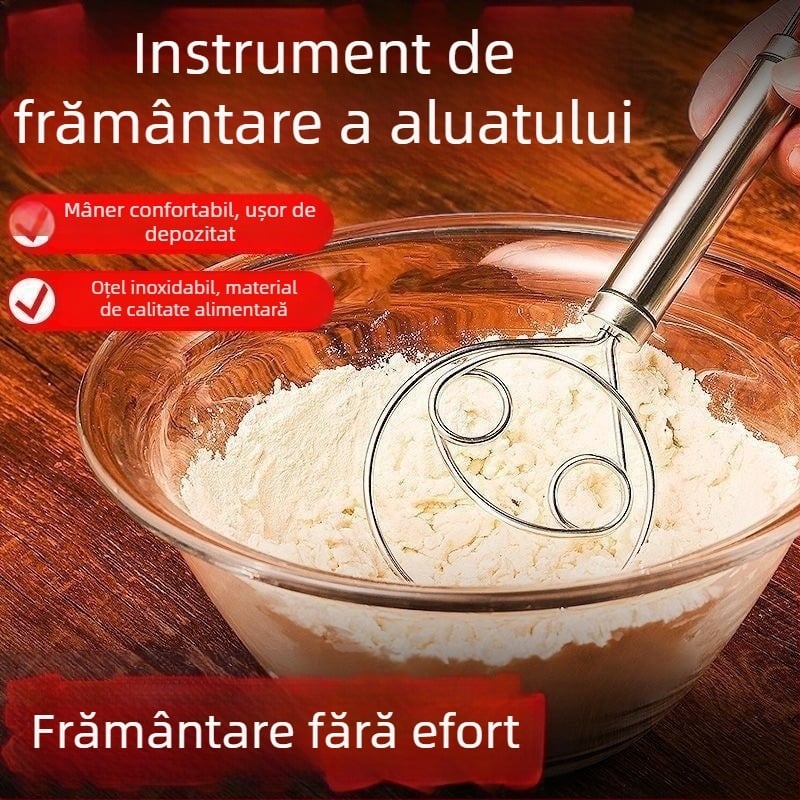 Mixer manual de aluat din oțel inoxidabil și tel de ouă – unealtă de bucătărie multifuncțională pentru uz casnic