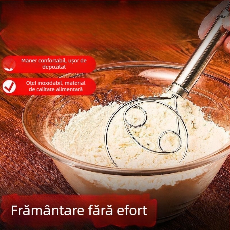 Mixer manual de aluat din oțel inoxidabil și tel de ouă – unealtă de bucătărie multifuncțională pentru uz casnic