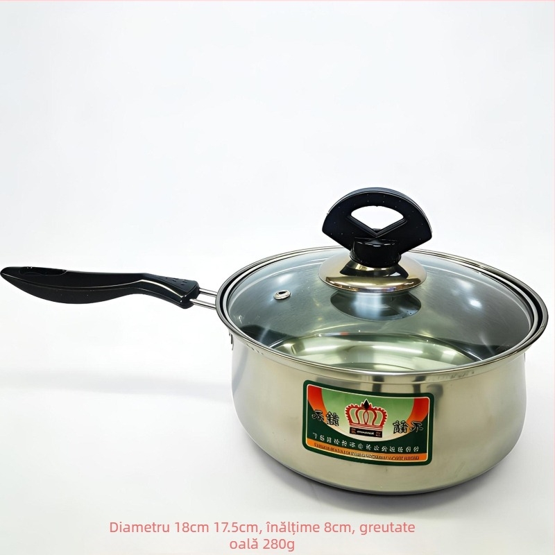 Oală din oțel inoxidabil cu mâner unic, pentru lapte și supă, mică oală pentru paste, ustensile de bucătărie pentru uz casnic, compatibilă cu aragaz pe gaz și plită cu inducție