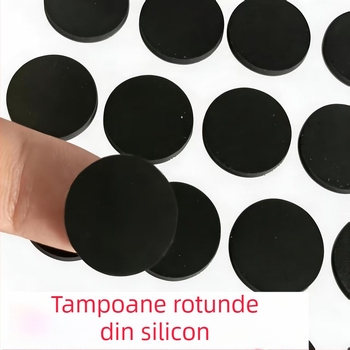 Garnitură circulară din silicon autoadezivă, EVA negru, pentru mobilier și dispozitive, anti-vibrație și anti-alunecare, adeziv pe o singură față