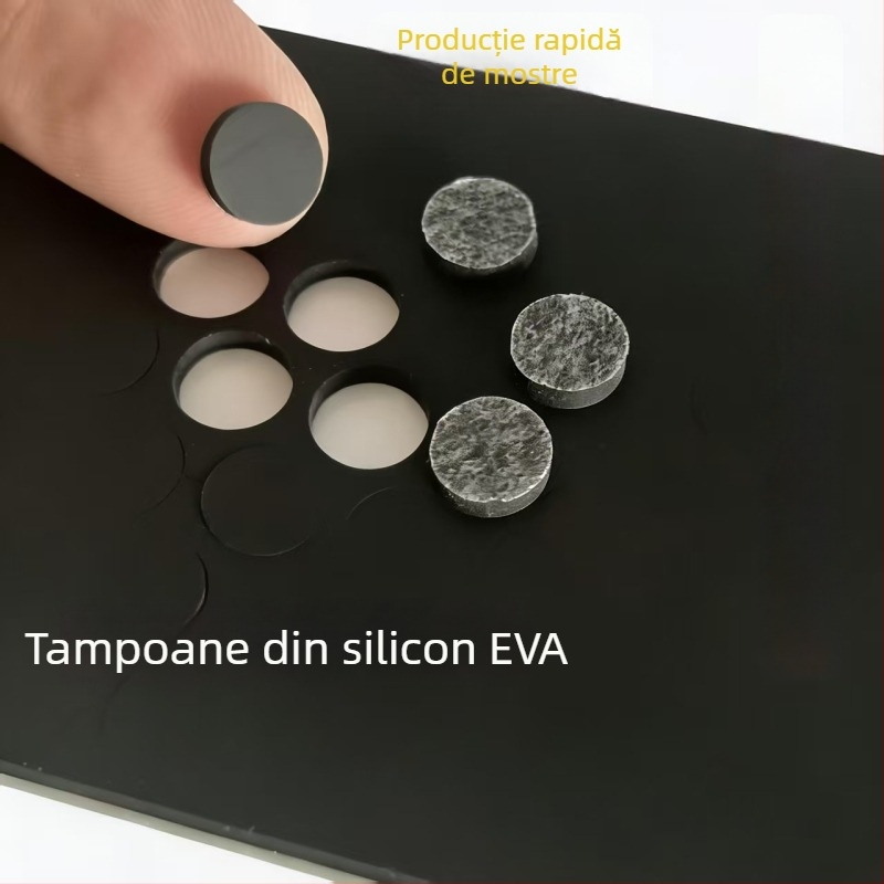 Garnitură circulară din silicon autoadezivă, EVA negru, pentru mobilier și dispozitive, anti-vibrație și anti-alunecare, adeziv pe o singură față
