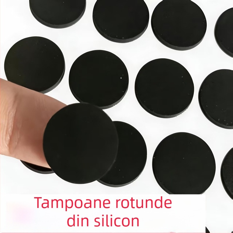 Garnitură circulară din silicon autoadezivă, EVA negru, pentru mobilier și dispozitive, anti-vibrație și anti-alunecare, adeziv pe o singură față
