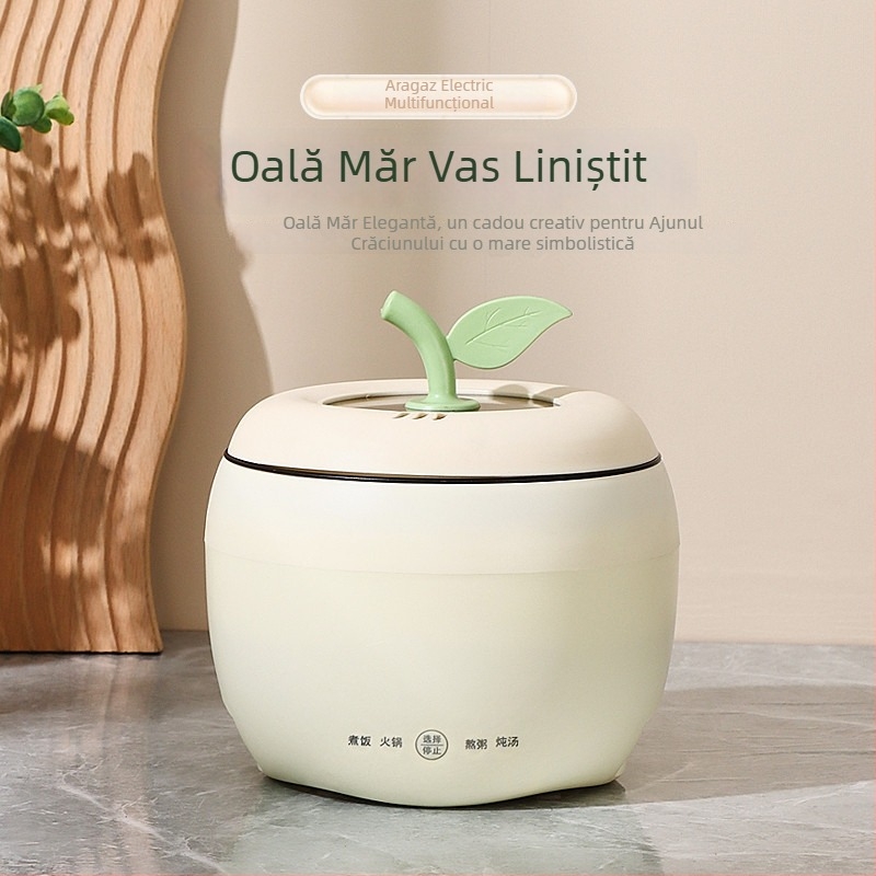Caserolă electrică multifuncțională pentru tăiței cu inserție ceramică și suprafață antiaderent, capacitate 1 porție, utilizare casnică, 1,8 L, alb-verde