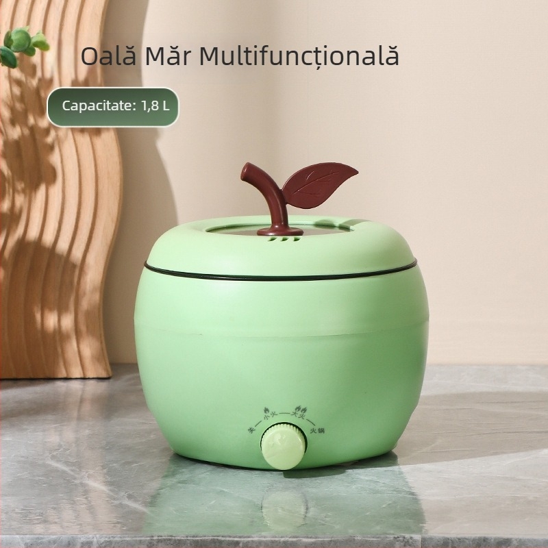 Caserolă electrică multifuncțională pentru tăiței cu inserție ceramică și suprafață antiaderent, capacitate 1 porție, utilizare casnică, 1,8 L, alb-verde