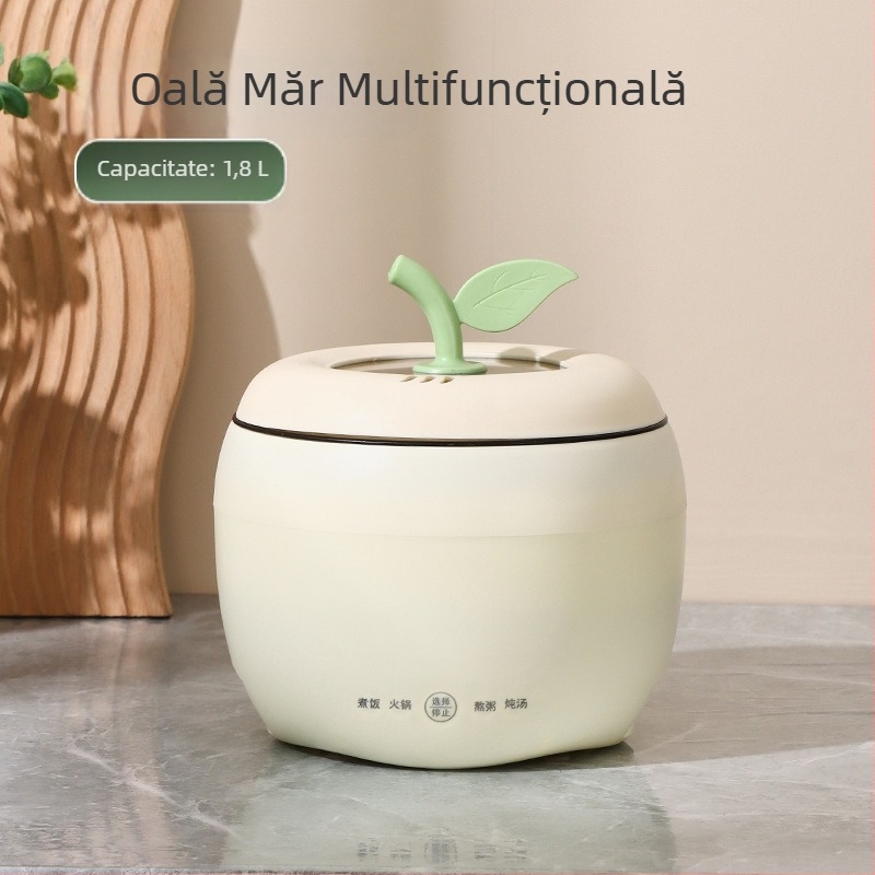 Caserolă electrică multifuncțională pentru tăiței cu inserție ceramică și suprafață antiaderent, capacitate 1 porție, utilizare casnică, 1,8 L, alb-verde