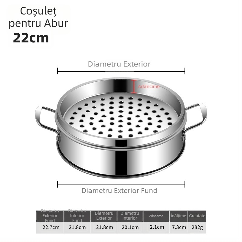 Coș de aburi din oțel inoxidabil pentru uz casnic și comercial, dimensiuni 12–60 cm, potrivit pentru chifle la abur și găluște