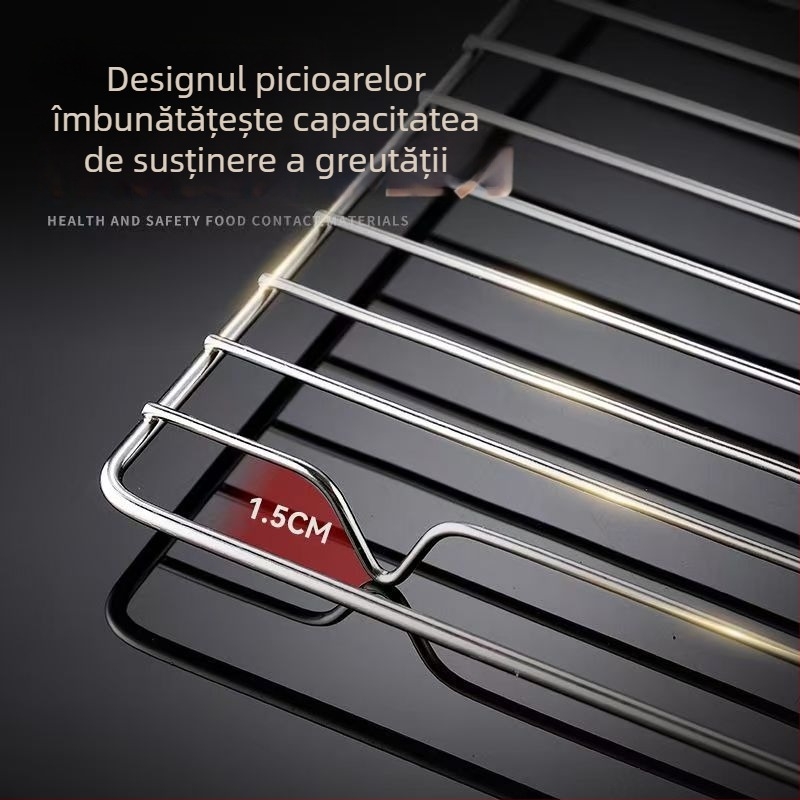 Grătar din oțel inoxidabil cu picioare, grilă dreptunghiulară de răcire și scurgere de ulei pentru cuptor și coacere