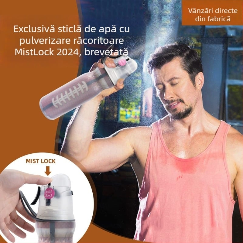 Sticlă de apă cu ceață pentru hidratare de vară, portabilă și rezistentă la căderi pentru sporturi în aer liber