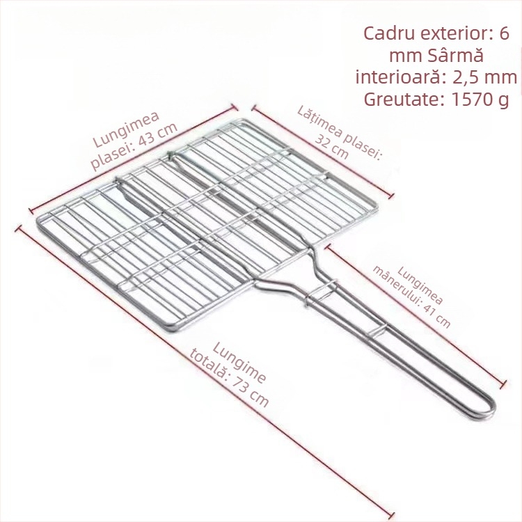 Clește pentru pește la grătar din oțel inoxidabil, cu plasă densă pentru grătar în aer liber