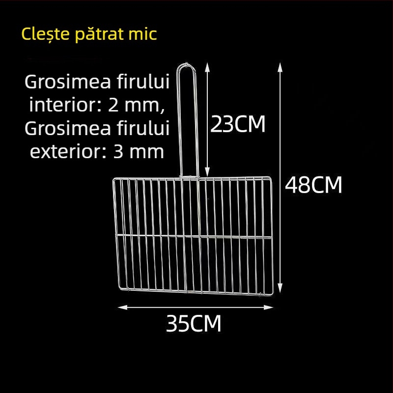 Clește pentru pește la grătar din oțel inoxidabil, cu plasă densă pentru grătar în aer liber