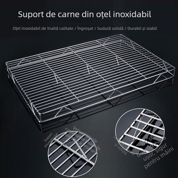 Suport din oțel inoxidabil pentru carne de porc, raft cu două niveluri pentru răcire, vitrină pentru carne, grill, utilizare comercială cu două niveluri