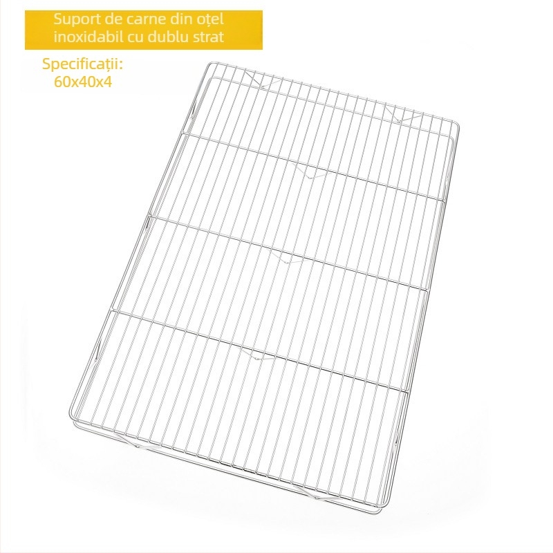 Suport din oțel inoxidabil pentru carne de porc, raft cu două niveluri pentru răcire, vitrină pentru carne, grill, utilizare comercială cu două niveluri