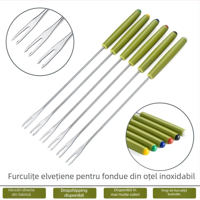 Furculițe fondue din oțel inoxidabil pentru ciocolată, brânză și fructe – mai multe modele