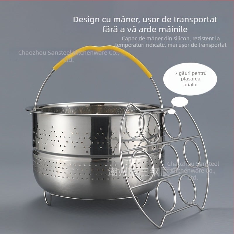 Coș de aburi pentru rice cooker din oțel inoxidabil 304, cu mânere și picioare