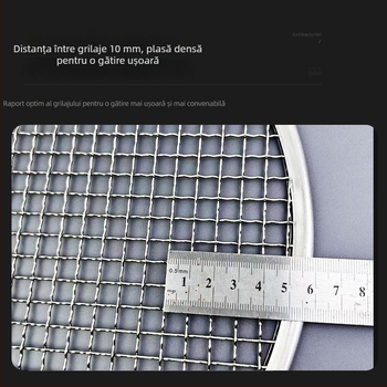 Grătar rotund din oțel inoxidabil, plasă metalică portabilă pentru gătit în aer liber, plasă din oțel îngroșată pentru grătare cu cărbune și grătare electrice în stil coreean