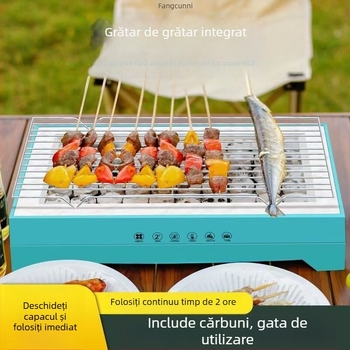 Grătar cu cărbune de unică folosință, portabil pentru uz casnic, camping și activități în aer liber