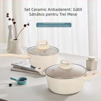Oală ceramică neacoperită pentru uz casnic — toate într-un singur vas: tăiței, lapte, mâncare pentru bebeluși și supă