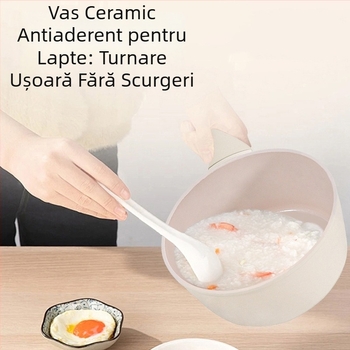 Oală ceramică neacoperită pentru uz casnic — toate într-un singur vas: tăiței, lapte, mâncare pentru bebeluși și supă