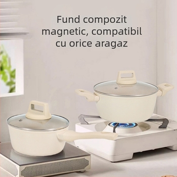 Oală ceramică neacoperită pentru uz casnic — toate într-un singur vas: tăiței, lapte, mâncare pentru bebeluși și supă