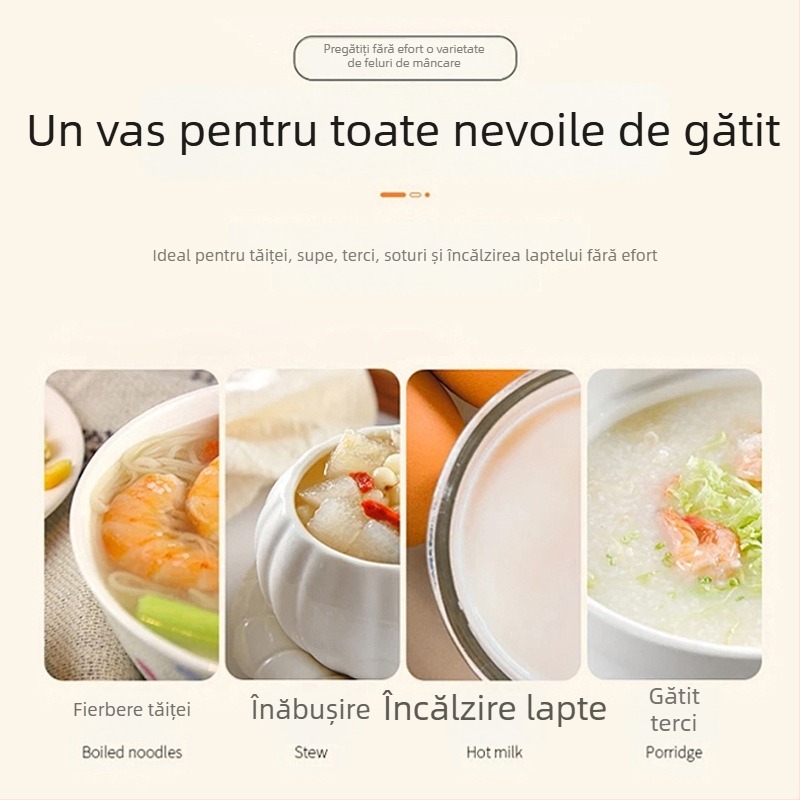 Oală ceramică neacoperită pentru uz casnic — toate într-un singur vas: tăiței, lapte, mâncare pentru bebeluși și supă