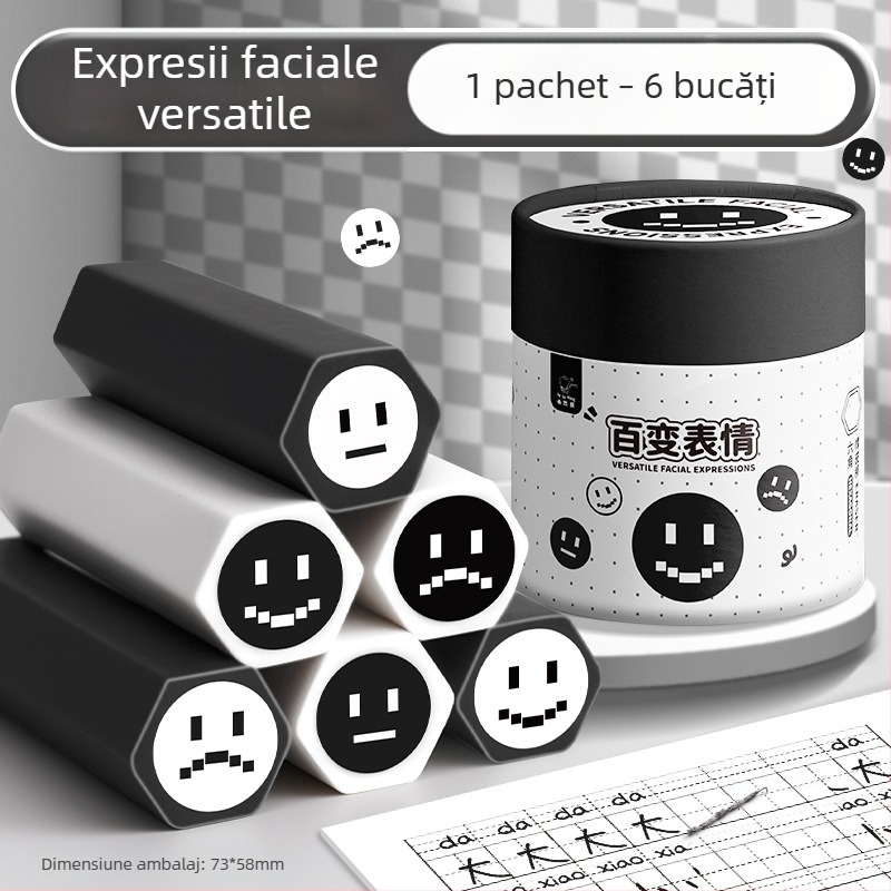 Kaba Bear Radieră desen animat cu formă hexagonală pentru copii, ștergere curată, adună rumegușul în linii, delicat cu hârtia