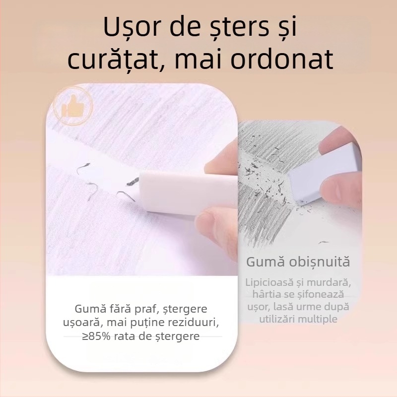 Radieră triunghiulară fără urme pentru elevi, examen de desen 2B HB