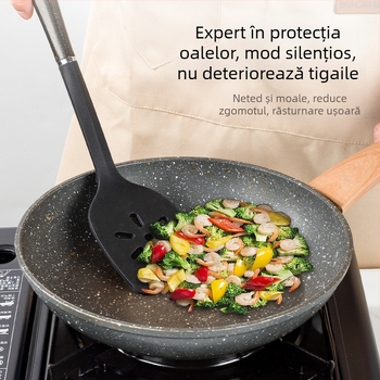 Set de ustensile de bucătărie din silicon, 12 piese, nu zgârie oalele, antiaderent, ușor de curățat, rezistent la temperaturi înalte, cu cârlige pentru agățat și recipient de depozitare