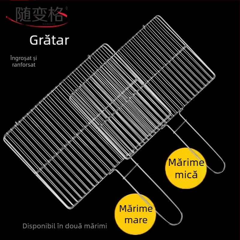 Set de accesorii pentru grătar din oțel inoxidabil: clește pentru pește, plasă de grătar și grilaj