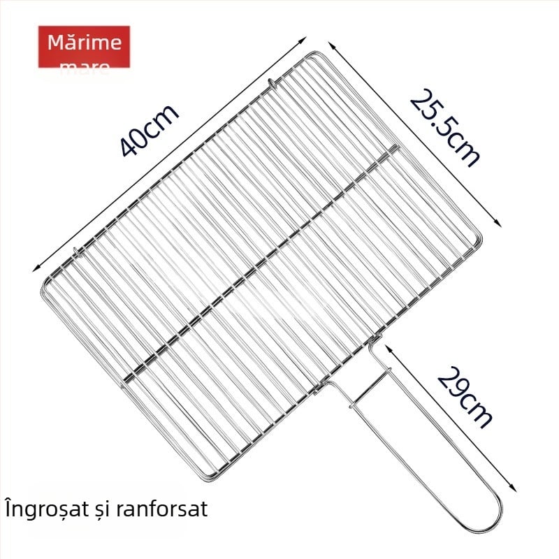 Set de accesorii pentru grătar din oțel inoxidabil: clește pentru pește, plasă de grătar și grilaj