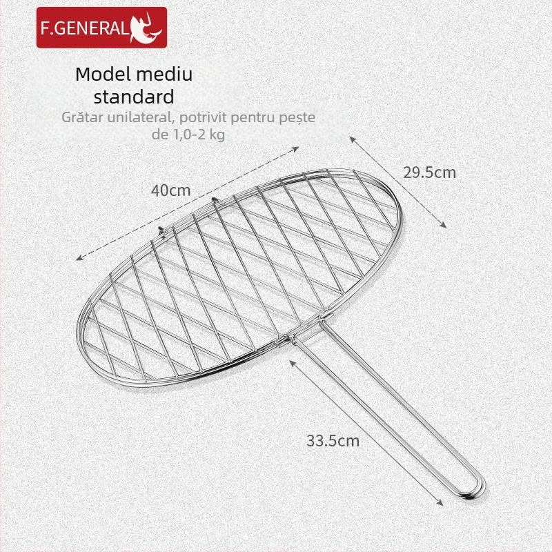 Set de accesorii pentru grătar din oțel inoxidabil: clește pentru pește, plasă de grătar și grilaj