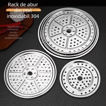 Tavă circulară pentru aburi din oțel inoxidabil 304, pentru uz casnic, raft pentru aburi, coș/grilă pentru aburi