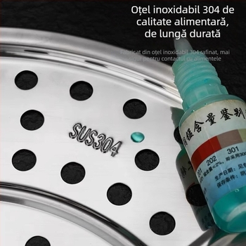 Tavă circulară pentru aburi din oțel inoxidabil 304, pentru uz casnic, raft pentru aburi, coș/grilă pentru aburi