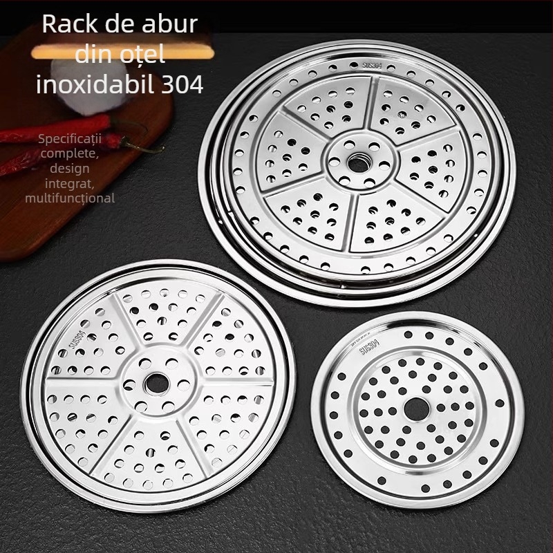 Tavă circulară pentru aburi din oțel inoxidabil 304, pentru uz casnic, raft pentru aburi, coș/grilă pentru aburi