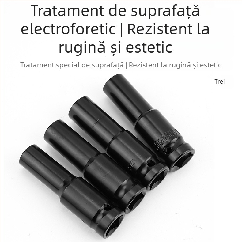 Set de 10 piese, ansamblu pneumatic extins pentru socluri, cu 1/2 inch cuplă, finisaj negru electroplacat, CR-V material, pentru reparații auto