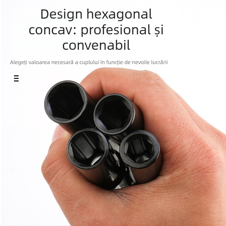 Set de 10 piese, ansamblu pneumatic extins pentru socluri, cu 1/2 inch cuplă, finisaj negru electroplacat, CR-V material, pentru reparații auto