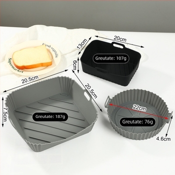 Tavă pătrată din silicon pentru air fryer, cuptor cu microunde și cuptor – covoraș de copt pentru pui