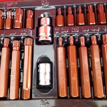 Set de 40 de piese din oțel aliat S2, cu biți în formă Torx, șurubelniță manuală și capete cu priză pentru reparații auto