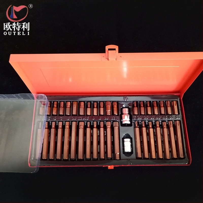 Set de 40 de piese din oțel aliat S2, cu biți în formă Torx, șurubelniță manuală și capete cu priză pentru reparații auto