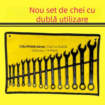 Set de chei combinate cu chei cu capăt deschis și clichet, 8–24, din oțel cu conținut înalt de carbon, durabil