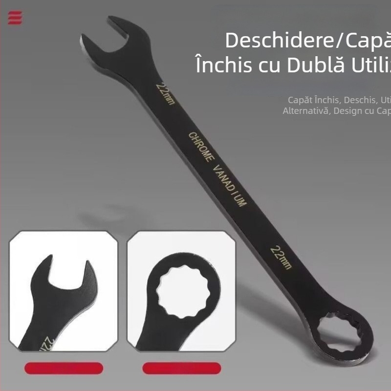 Set de chei combinate cu chei cu capăt deschis și clichet, 8–24, din oțel cu conținut înalt de carbon, durabil