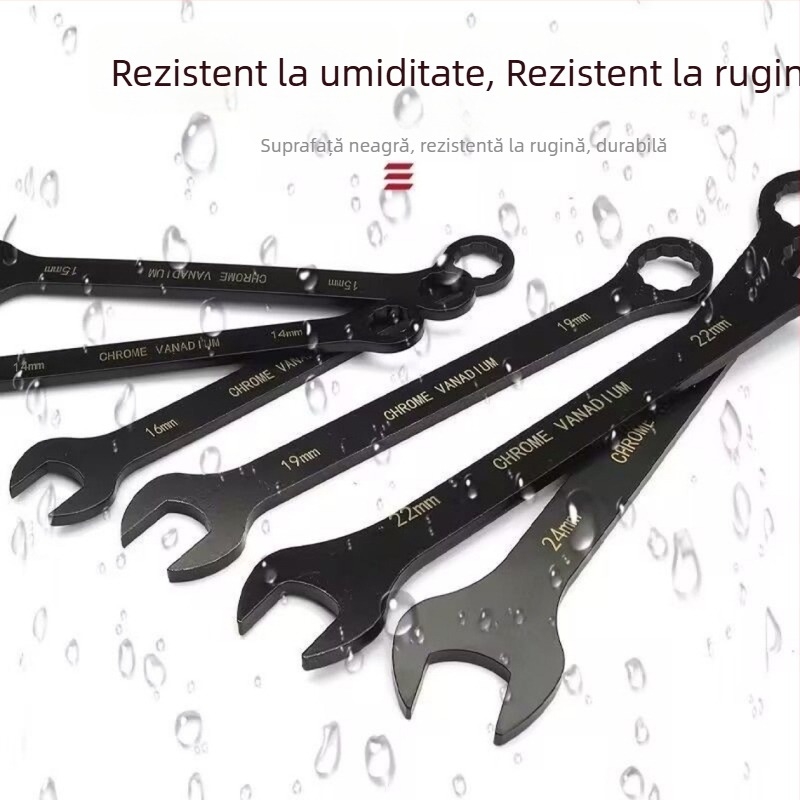 Set de chei combinate cu chei cu capăt deschis și clichet, 8–24, din oțel cu conținut înalt de carbon, durabil