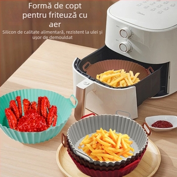Covoraș din silicon pentru friteza cu aer, de calitate alimentară, rezistent la ulei și temperaturi înalte, 60 g, pliabil, compatibil cu cuptorul cu microunde