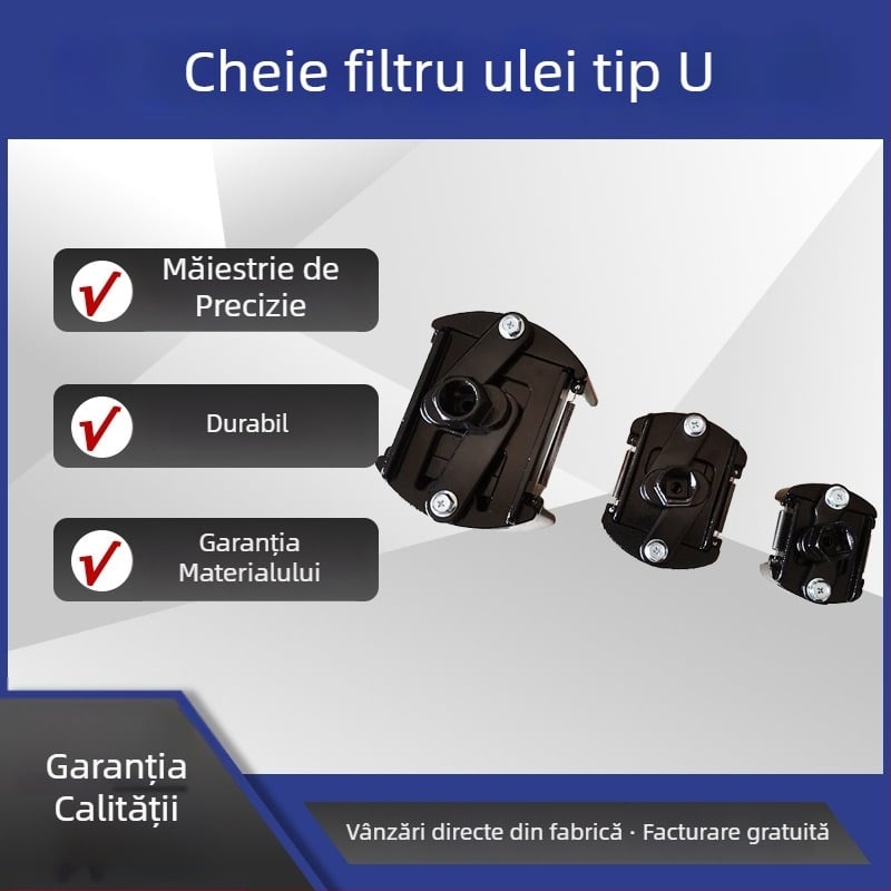 Cheie de filtru în formă de U, cu două fălci, stil german, pentru reparații auto, reglabilă, din oțel de înalt carbon