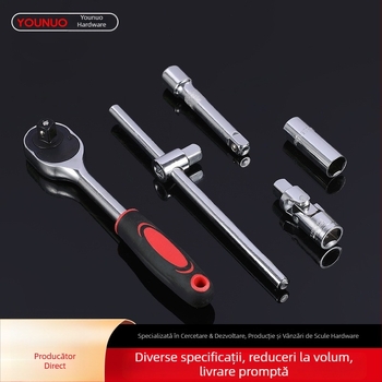 Set cromat din oțel cu 32 piese, chei cu clichet, cutie pentru reparații auto