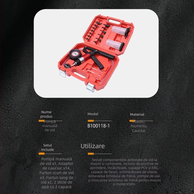 Pompă manuală de vid pentru mașini, cu pistol de aspirație — instrument de reparații auto