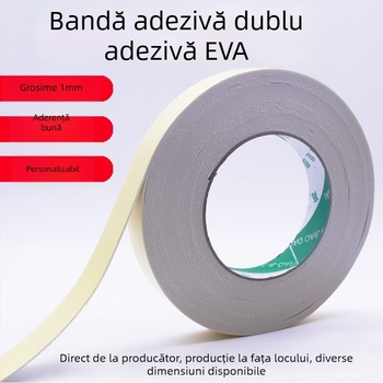 Bandă EVA dublu-adezivă din spumă, 1 mm grosime, 2 cm lățime, 10 m lungime, adeziv de înaltă vâscozitate, pentru montaj pe panouri