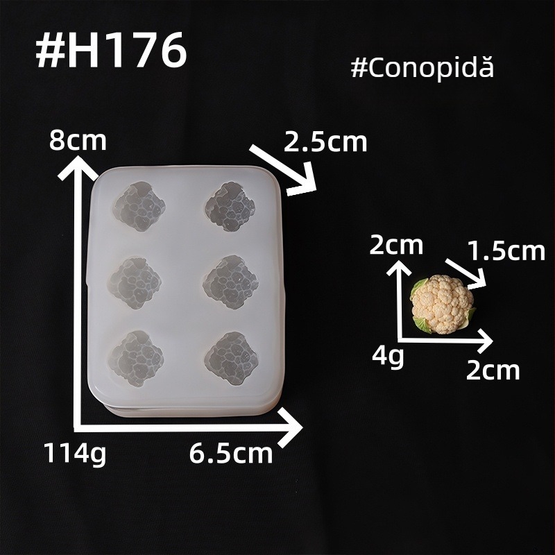 Serie de legume: Matriță din silicon pentru fondant – ardei iute și conopidă – coacere DIY