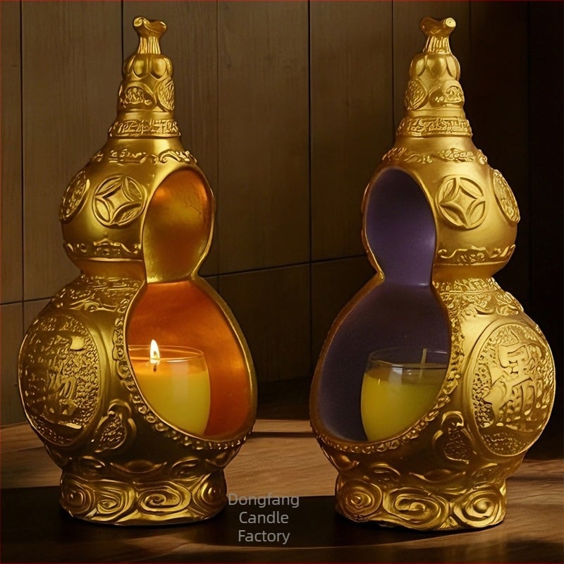 Candelabru în formă de gutuie purpurie-aurie, lampă de unt, bază rezistentă la vânt, design deschis, decor pentru casă