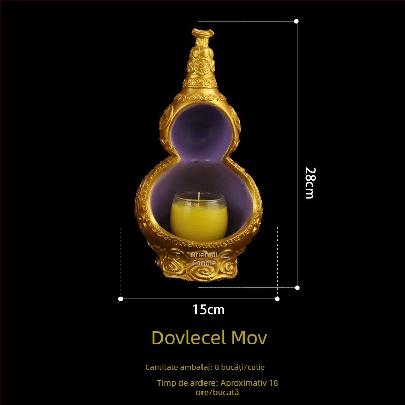 Candelabru în formă de gutuie purpurie-aurie, lampă de unt, bază rezistentă la vânt, design deschis, decor pentru casă